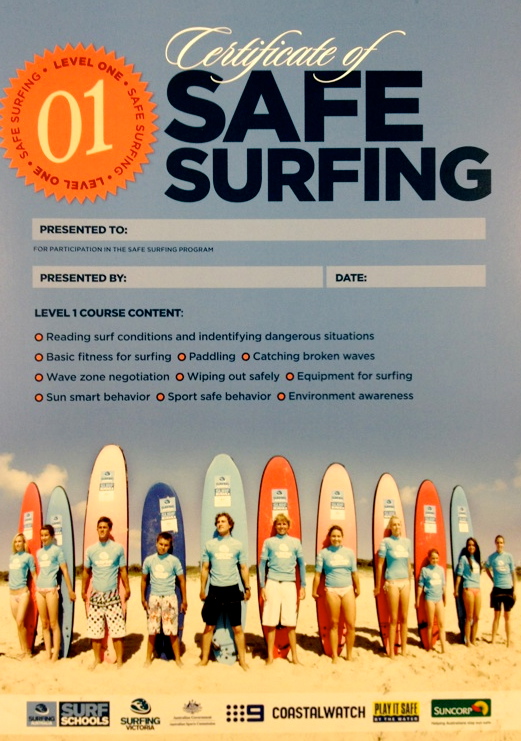 safe surfing certificate surf lesson